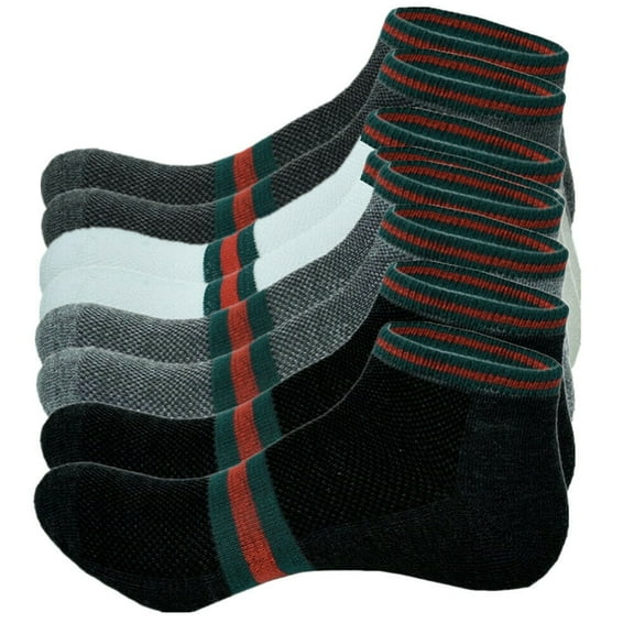 3-12 Pairs Men's Sports Bar Striped Socks Ankle/Quarter Cotton Low Cut Size 9-13