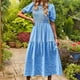 thumbnail image 1 of Vestido Vestido largo básico para mujer, estilo bohemio, Color sólido, manga abombada, traje de vacaciones Cgtredaw Azul T M para Mujer, 1 of 5