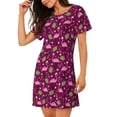 thumbnail image 2 of Fotbe Festive Flamingos Bata de Dormir para Mujer con Estampado, Camisón de Algodón de Manga Corta, Ropa de Dormir Casual, 2 of 6