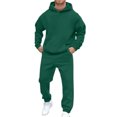 thumbnail image 3 of Mens 2 Piece Tracksuit Set Soft Hoodies and Sweatpants Sets Jogging Workout Casual Sweatsuit Spring Dark Green XXL, 3 of 4