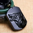 thumbnail image 4 of HOOUN Natural Black Obsidian Carving Wolf Head Amulet Pendant Necklace Obsidian Charms, 4 of 9