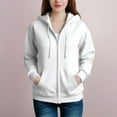 thumbnail image 2 of Women's Zipper Hoodie Cotton Blend Hooded Pocket Sweatshirt 11 Colors, 2 of 12