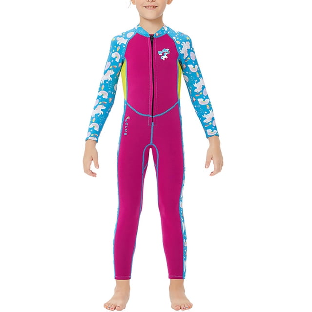 Naiovety Traje de neopreno para niños de 2,5 MM, traje de Surf de protección solar para mantener el calor para niñas, jóvenes, adolescentes, niños Deportes acuáticos rojo púrpura L Naiovety OD003644-03