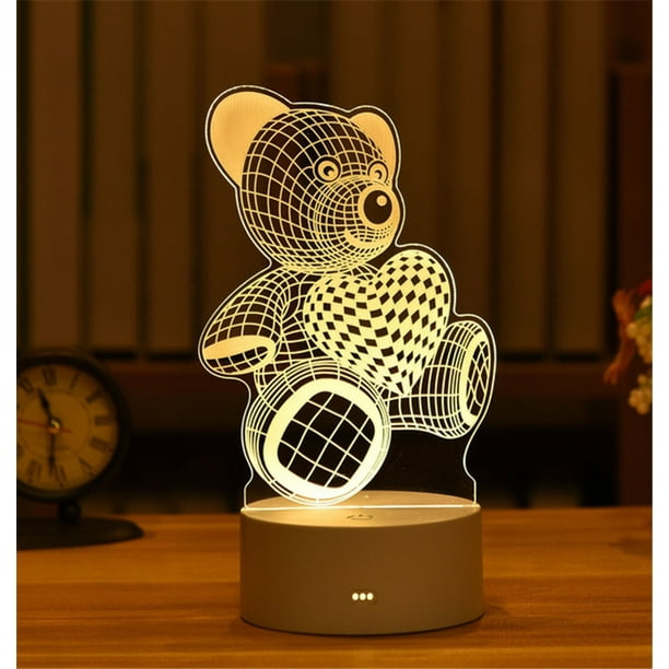 Lámpara 3D de acrílico con USB, luces LED nocturnas, lámpara de señal de neón, adornos navideños para el hogar, dormitorio, decoración de cumpleaños, regalos de boda Tan Jianjun unisex