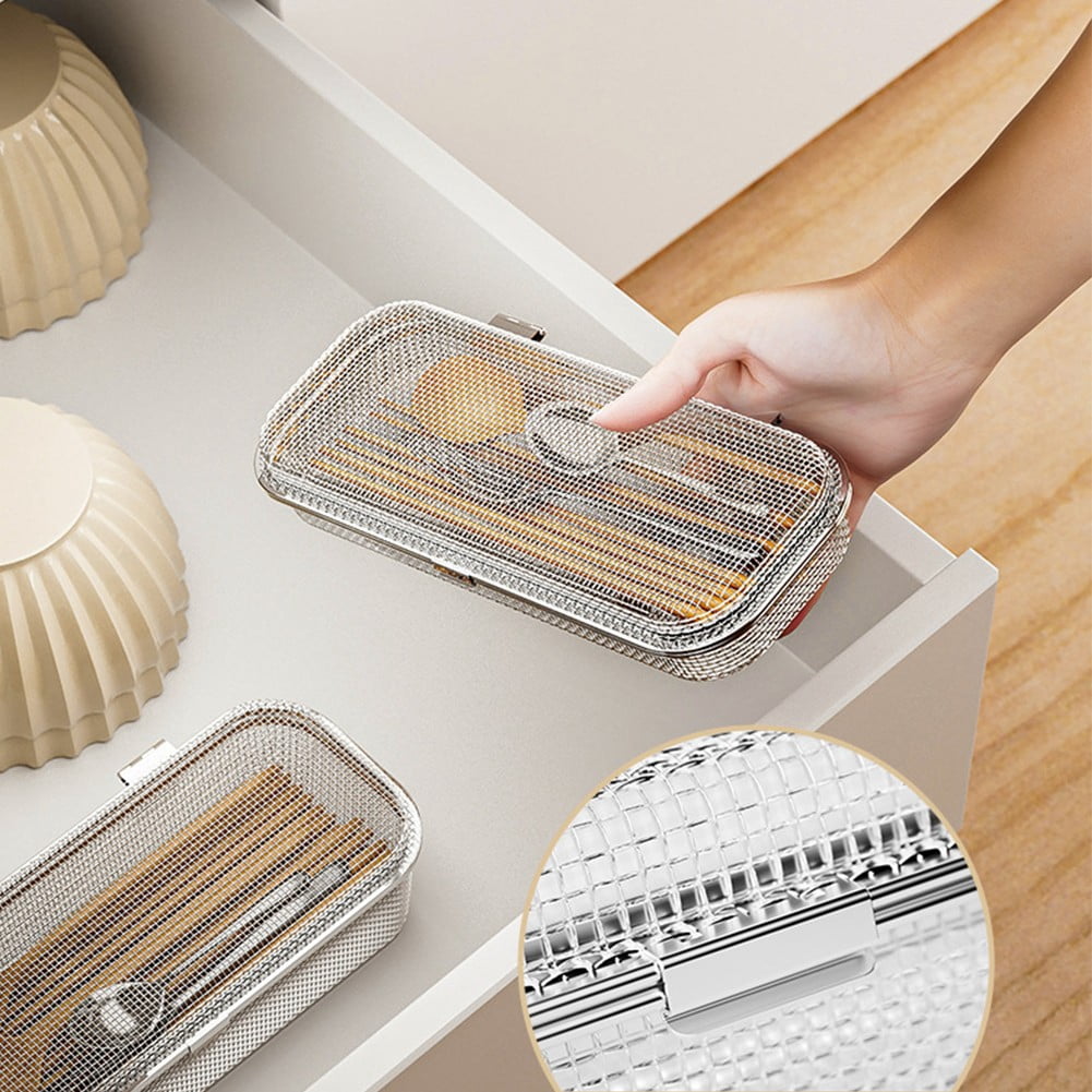 Shimoyama New Food- Grade Stainless Steel Metal Brackets Dishwasher Tableware Basket Cage For Small Items,Fork Spoon Chopsticks
