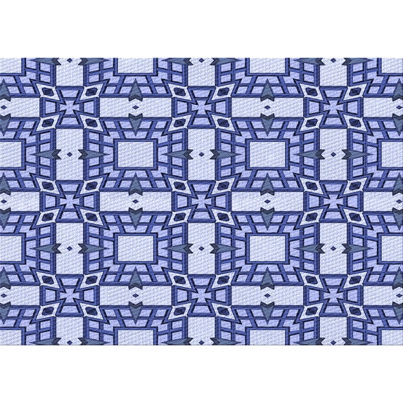 Ahgly Company Indoor Rectangle Patterned Sapphire Blue Area Rugs, 7' x 9'