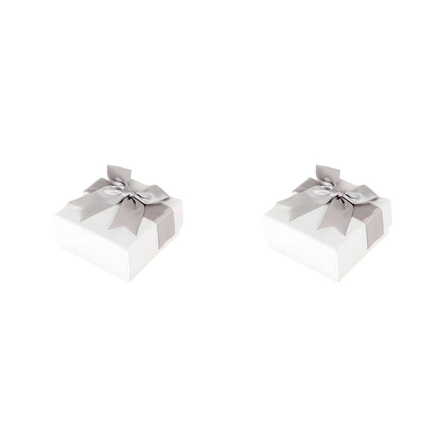 Guardurnaity Caja Joyas Regalos Bowknot Cajas de cosméticos Anillo Collares Multifuncional Pendiente Ataúd Decoración Acción de Gracias Blanco 7.5*7.5*3.5 2piezas