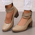 thumbnail image 2 of Mary Jane High Heels Dress Shoes for Women 2025 Trendy Casual Leather Round Toe Chunky Block High Heels, 2 of 4