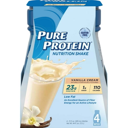 Pure Protein Shake, Vanilla Cream, 23g Protein, 4 (Best Way To Mix Protein Shake)