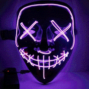 Halloween LED Glow Decoration 3 Modes EL Wire Light Up The Purge Movie Costume Party-Purple