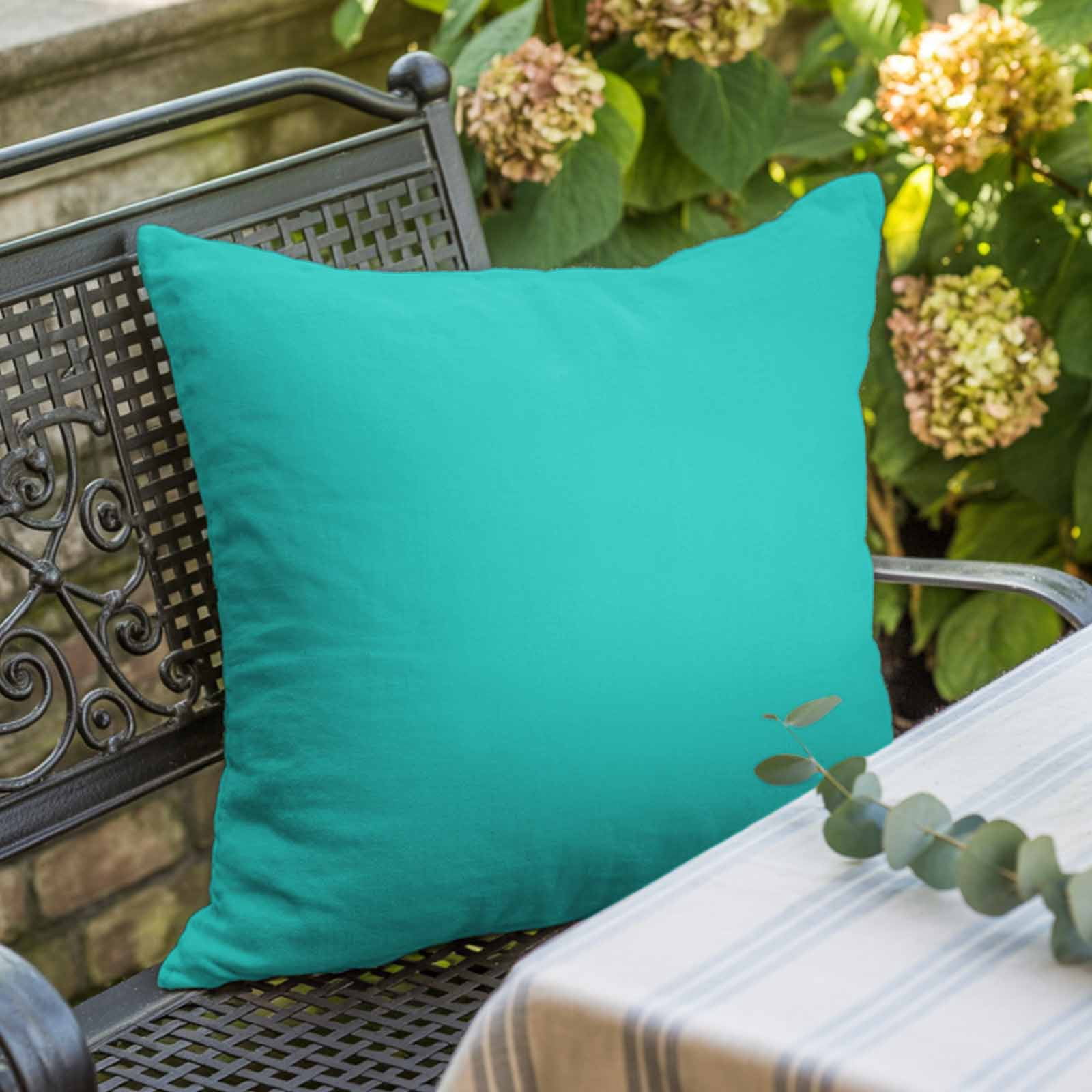 Throw Pillow Covers 24 x 24 Inch, Turquoise Cotton Linen Pillows Cases, Modern Pure Turquoise Square Cushion Covers for Couch Sofa Bed