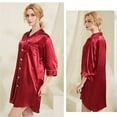 thumbnail image 4 of Zoeecloth Satin Nightgowns for Women Silk Sleepwear Sleepshirt Button down Pj Sleepshirt 3/4 Sleeve V-Neck Nightshirts Sleep Shirts for WomeS-XXL, 4 of 9