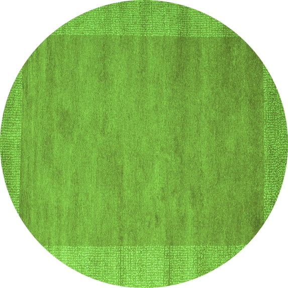 Ahgly Company Indoor Round Abstract Green Contemporary Area Rugs, 7' Round