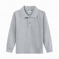 thumbnail image 5 of NIEWTR Boys Long Sleeve Polo Shirt Kids Casual Lightweight Collared School Uniform Shirts（A01-Grey,12-13 Years), 5 of 5