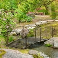thumbnail image 2 of Outsunny 6FT Garden Bridge with Safety Rails Decorative Pond Bridge, Brown, 2 of 10