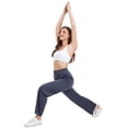 thumbnail image 6 of Hanerdun Womens Yoga Pants Wide Leg Workout Leggings High Waist Bottoms with Pockets Activewear Gray L, 6 of 9