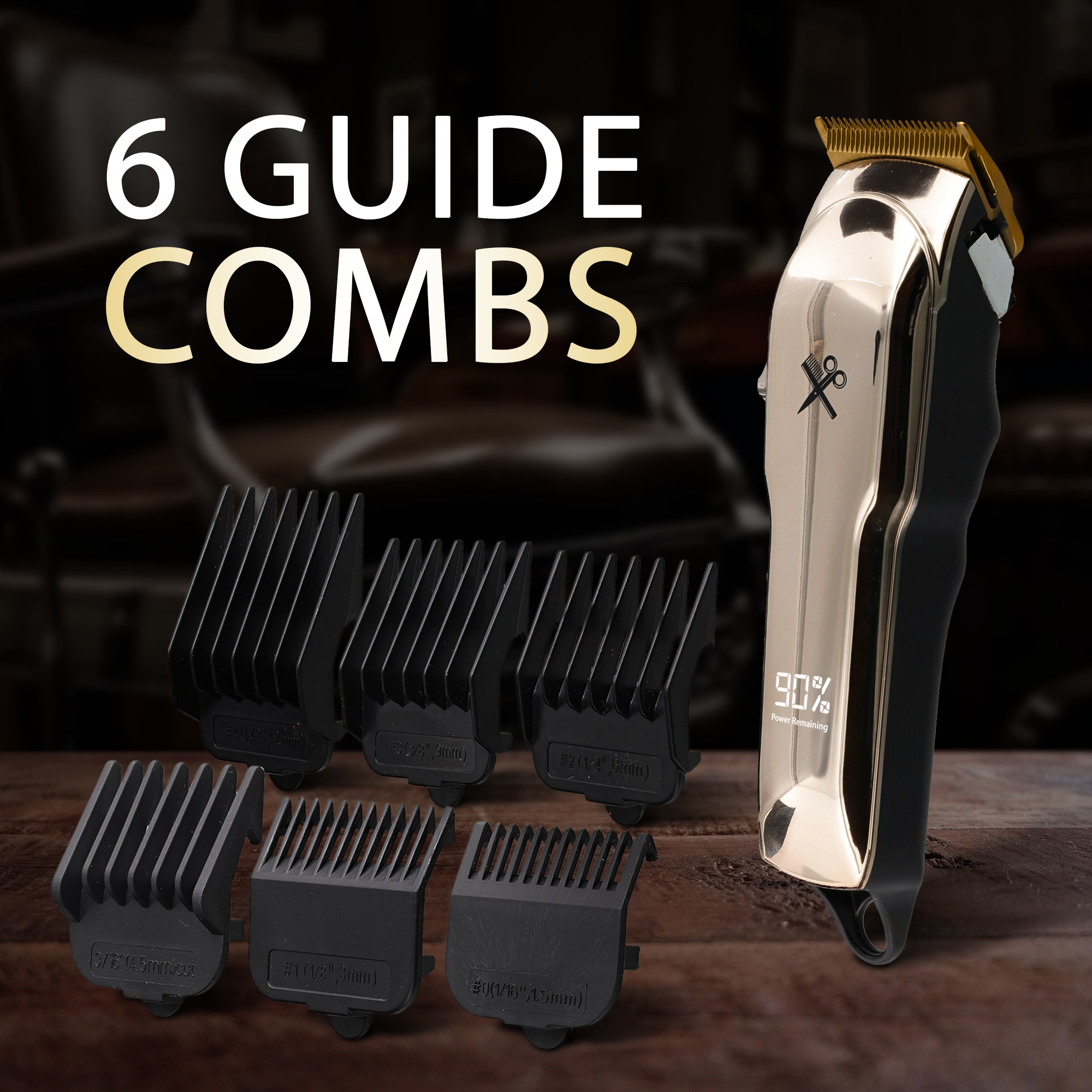 Cutting Edge Cordless Rechargeable Hair Clippers, 6 Combs photo 2