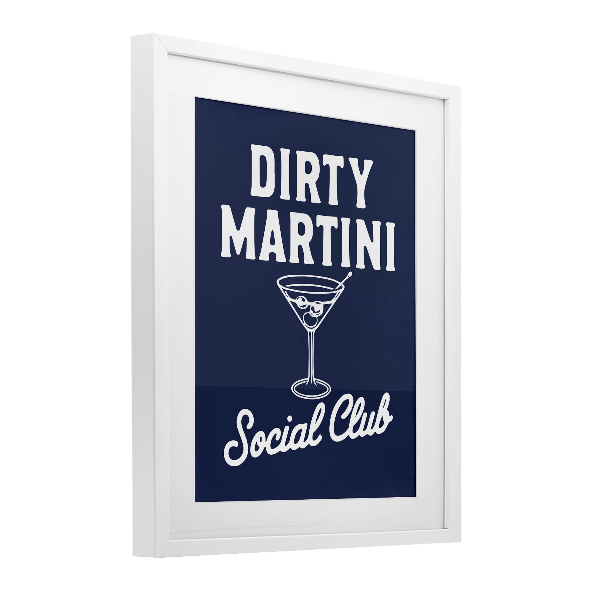 Stupell Industries Retro Dirty Martini Club White Framed Print Under Glass, design by Lettered and Lined