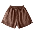 thumbnail image 5 of Delayuji Womens Linen Short Elastic High Waist Lace Trim Loose Shorts Breathable Casual Loungewear Pants Summer, 5 of 5