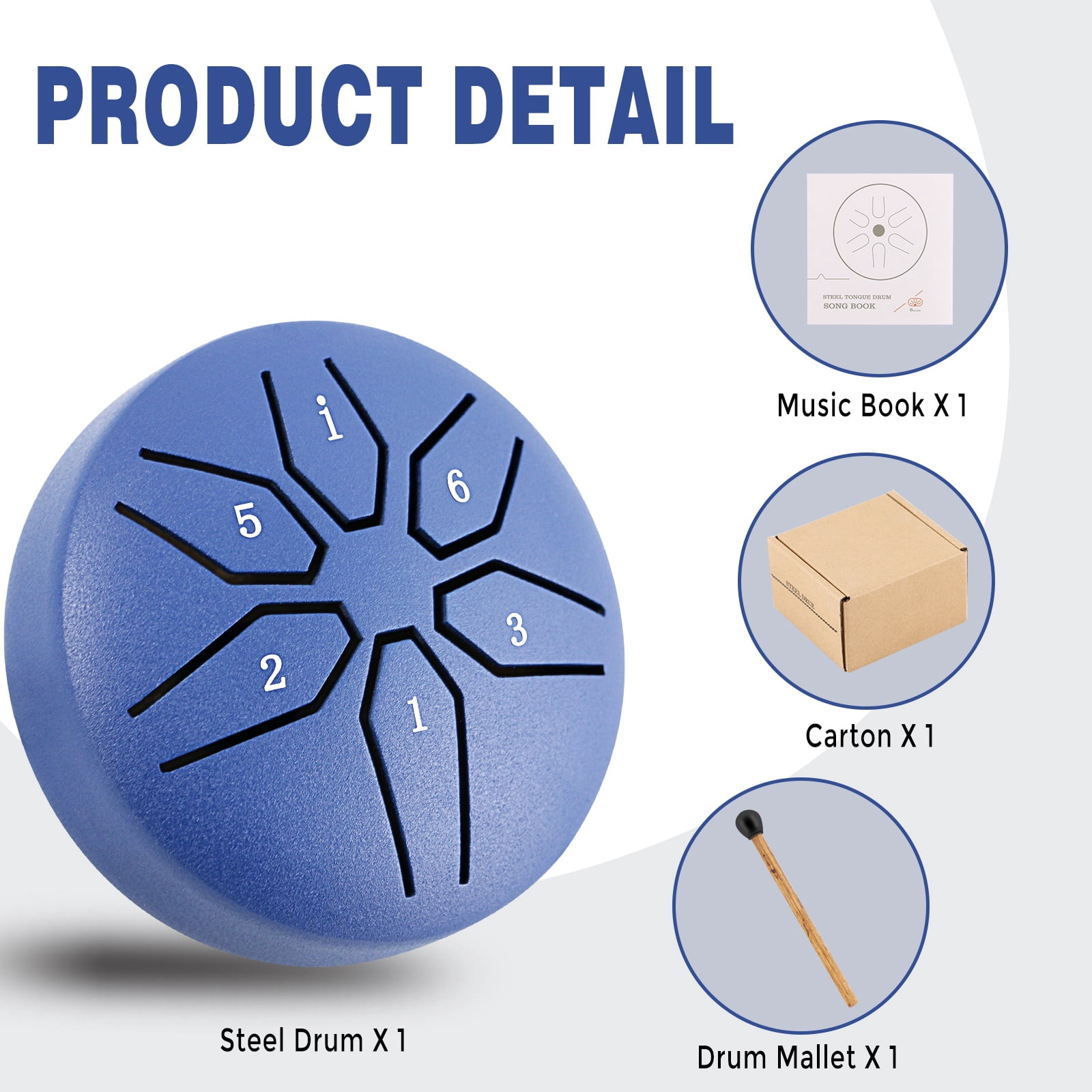 EASTROCK Steel Tongue Drum - 3 Inch 6-Note Mini Rain Drum with Mallets in C Key,Portable Percussion Instrument for Outdoor/Party/Classes/Studio(Purple blue)