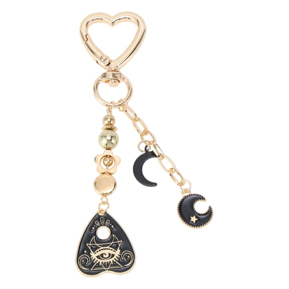Unique Bargains 1 Pc Handbag Charm Keychain Heart Moon Bag Accessories Gold Tone Black