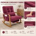 thumbnail image 4 of Homefun Corduroy Rocking Chair Wood Frame with Footrest Adjustable Back Storage Pocket for Nursery Living Room,Wine Red, 4 of 7
