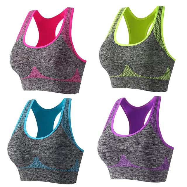 WZXFASHION Sports Bras For Women Pack Multipack Padded Medium Support Bra For Workout Gym Yoga Bra Silver M