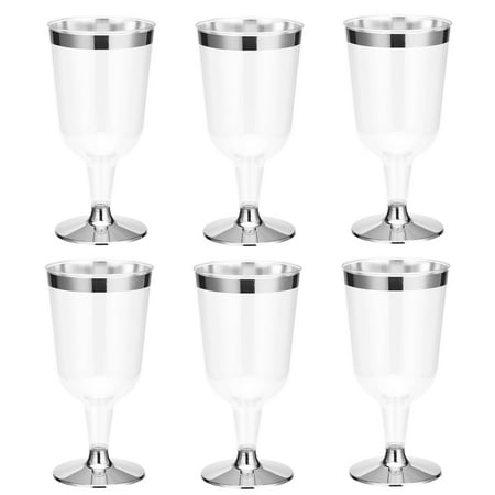 

Goblet Golden Stemware Party Cocktail Glasses 6pcs Plating Plastic Goblets Disposable Decoration Electroplating