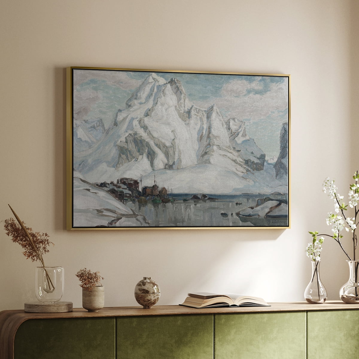 Vintage Landscape-CLX By Wexford Home Framed in Gold Wood Gallery Wrapped Canvas 25 in. x 37 in.
