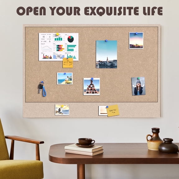 CCOCC Bulletin Board,Felt Letter Board,Foldable Decorative Tack Board,- 24" X 16",With Box of Tacks,Corkboard Wall Alternative Letter Board,Brown