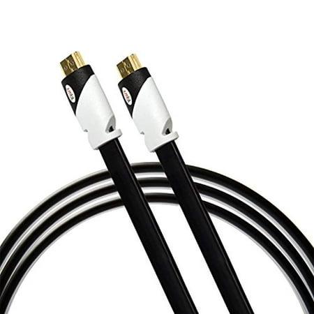 FLAT HDMI Cable 10 Feet High-speed Supports 3D & 4K Resolution Ethernet 1080P Audio Return Connect HDTV to Satellite Box, Home Theater Components, Video Game System and other HDMI conncters