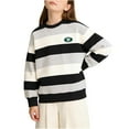 thumbnail image 3 of AHTJRT Long Sleeve T-Shirt for Girls Fashion Striped Colorblock Crew Neck Tee Tops Lightweight Fall Spring Street Outdoor Activities Sweatshirts Black 11-12 Years, 3 of 7