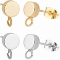 thumbnail image 1 of 20 pendientes planos y redondos con aro chapados en oro de 18 quilates y plata de ley 925, accesorios para hacer joyas., 1 of 9