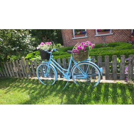 LAMINATED POSTER Garden Beautification Flowers Art Bike Front Yard Poster Print 24 x (Best Flowers For Front Yard)