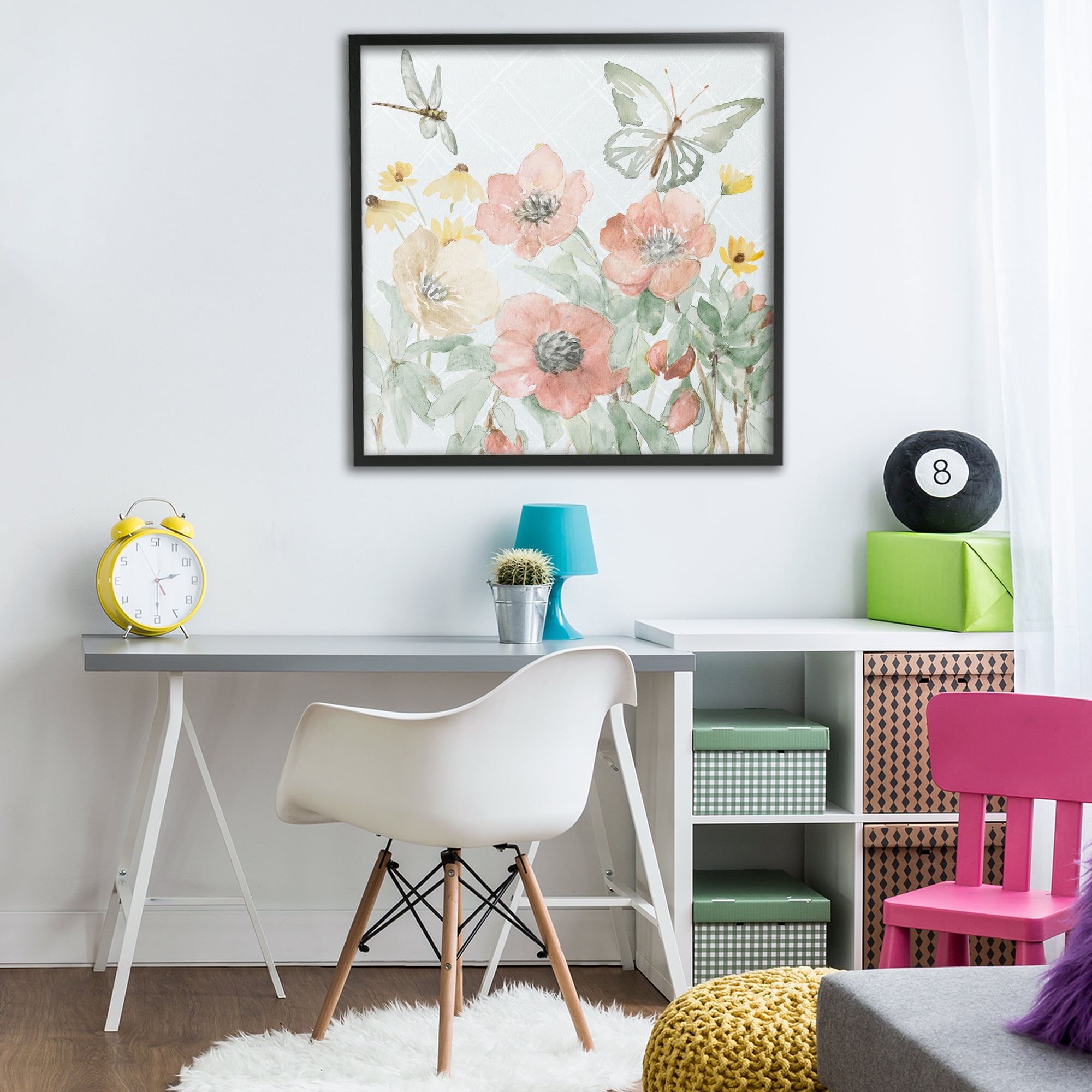 Stupell Industries Garden Joy Butterflies Black Framed Giclee Art, design by Lanie Loreth