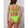 thumbnail image 3 of DARING DIVA Women's Cutout Racerback Ribbed Bikini Set X-Small Fluorescent Green, 3 of 6
