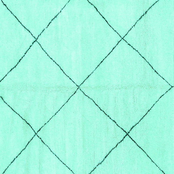 Ahgly Company Machine Washable Indoor Square Oriental Turquoise Blue Modern Area Rugs, 7' Square