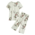 MyFav Women's Capri Pajama Sets Plus Size Sleepwear Top with Capri Pants 2 Piece Loungewear Set
