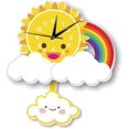 thumbnail image 4 of Reloj de pared de dibujos animados 3D Sol Arcoíris Niño Reloj colgante silencioso con péndulo Adhesivo de pared Adhesivo mural Decoración de sala de estar para niños Nersery, 4 of 4