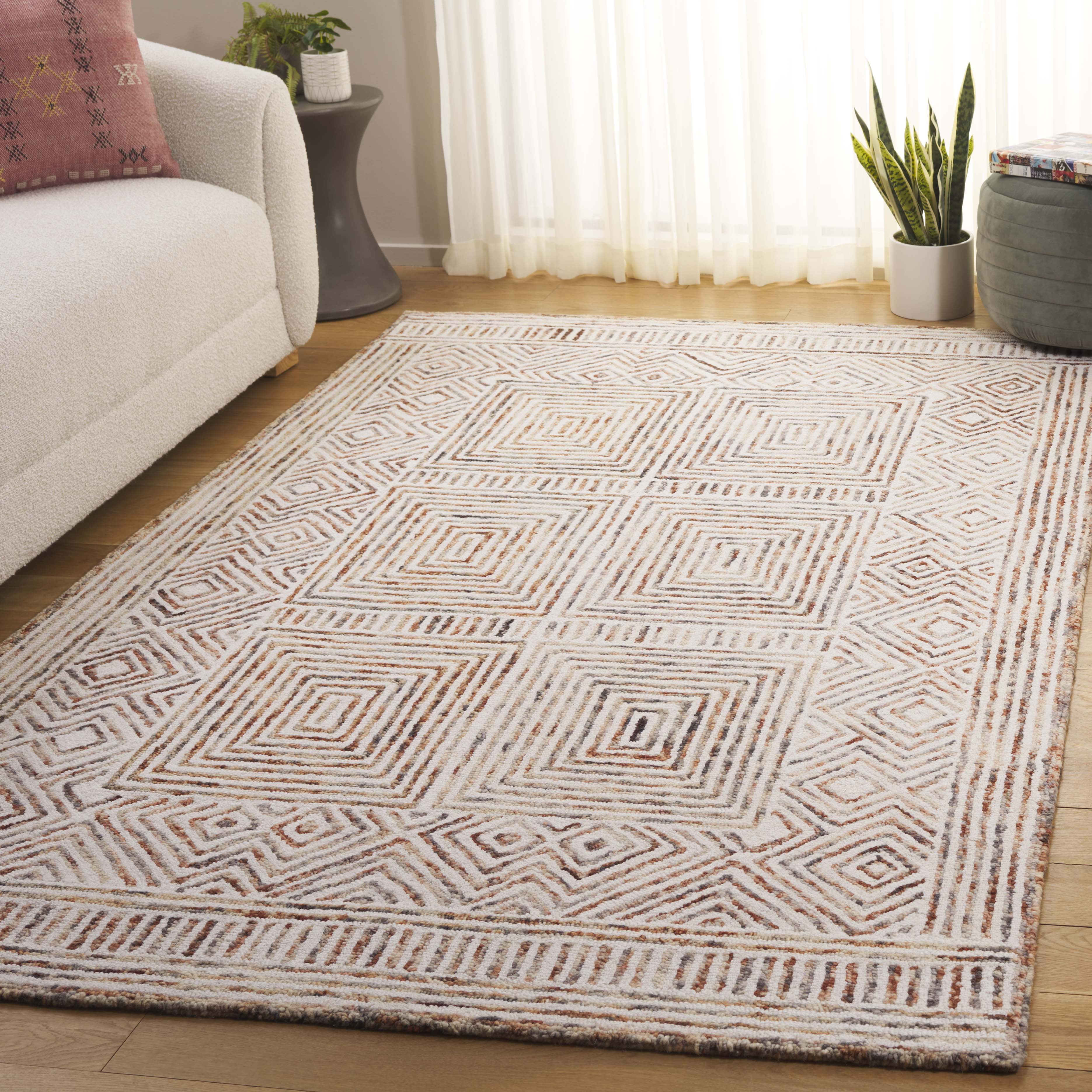 SAFAVIEH Metro Dominic Geometric Area Rug, Ivory/Rust, 5' x 8'