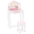 thumbnail image 1 of Patiojoy Kids Vanity Table & Chair Set Princess Makeup Dressing Table 2 In 1 Toddler Study Desk Pink, 1 of 10