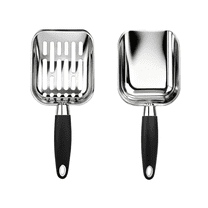 2-Piece  Cat Litter & Food Scoop Set, Durable Black Plastic Scoopers for Pet Care