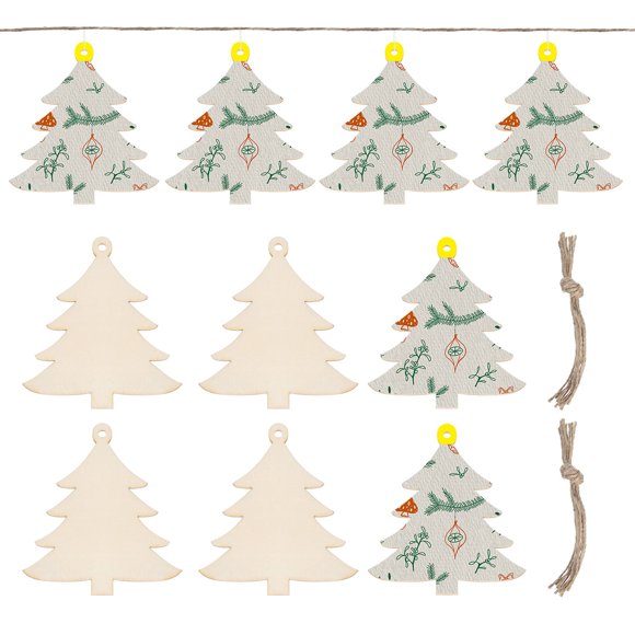 10 Pcs Ornamentos de Navidad de Madera Pintables para Manualidades de Árbol de Navidad DIY