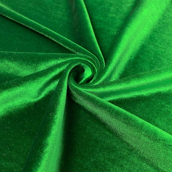 DECORATIVE SILK INC. Polyester Stretch Velvet Fabric 60" inches Wide By the Yard( KELLY GREEN )