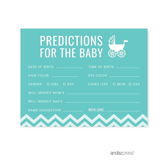 Predictions For Baby Diamond Blue Chevron Baby Shower Games, 20-Pack