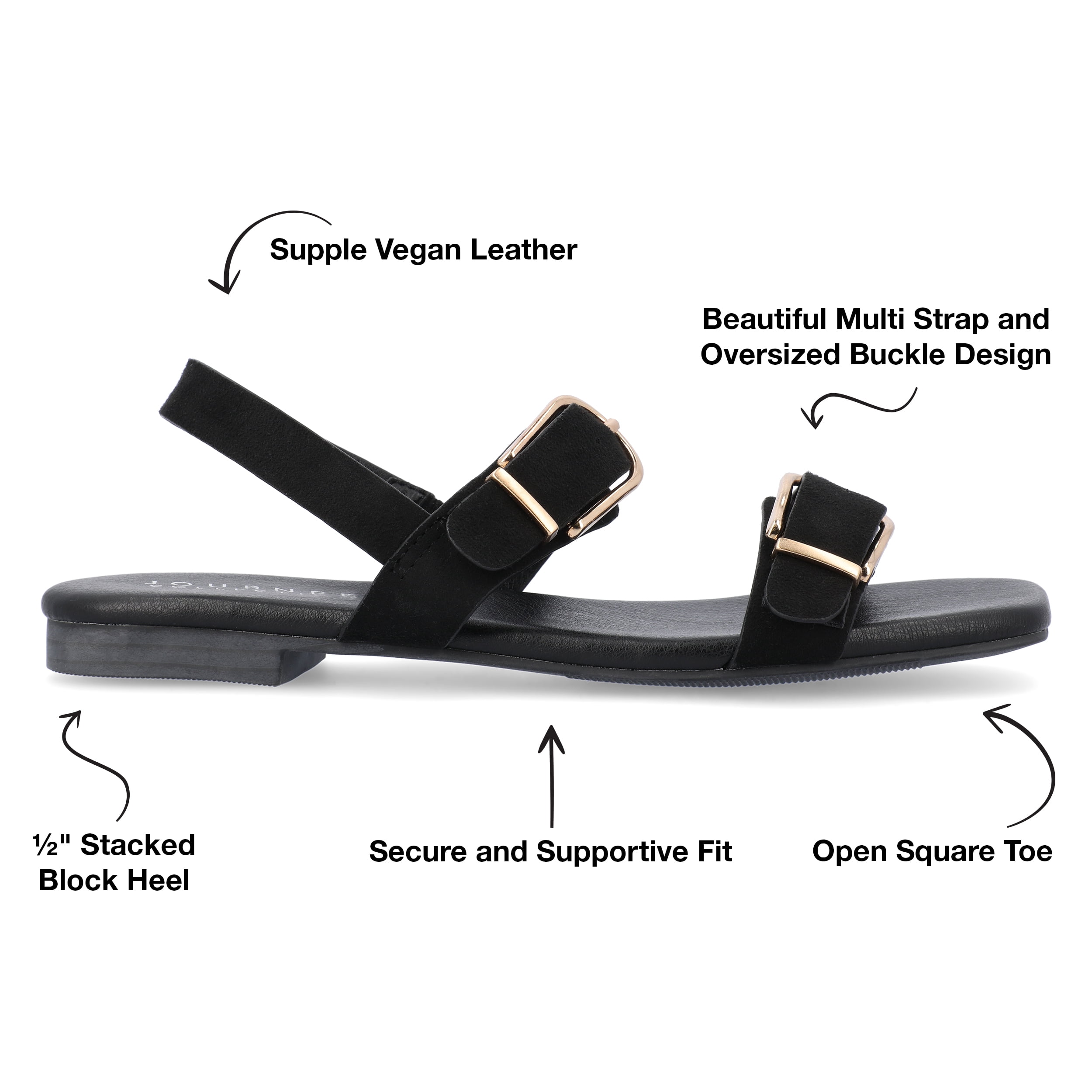 Journee Collection Womens Twylah Low Stacked Heel Sling Back Sandals