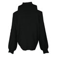 thumbnail image 4 of Wutalume Women's Relaxed Loose Long Sleeve Turtleneck Pullover Solid Color Knit Sweater, Cozy Winter Top, Soft Fabric for All Day Comfort,Black L, 4 of 5