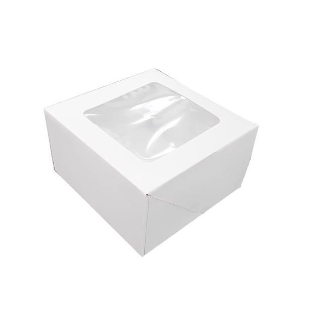 O'Creme 10 Inch x 10 Inch x 4 Inch High Square Cake Box All White with ...