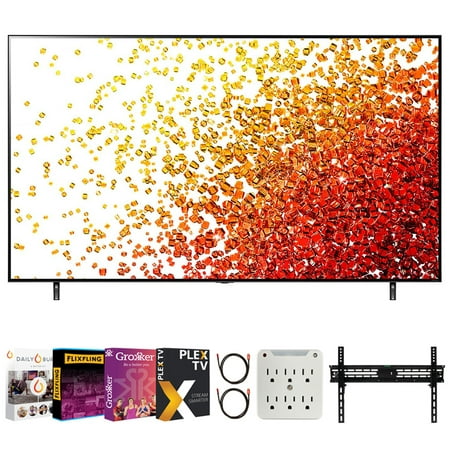 LG 55NANO90UPA 55 Inch HDR 4K UHD Smart NanoCell LED TV Bundle with + 37-100 Inch TV Wall Mount + 6-Outlet Surge Adapter + 2x 6FT 4K HDMI 2.0 Cable