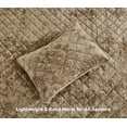 thumbnail image 5 of Chezmoi Collection Lux Tan Velvet Quilt Queen Set, 3-Piece Lush Plush Distressed Velvet Bedding All Season Lightweight Bedspread Brushed Microfiber Reverse with Diamond Stitch Quilting, 5 of 9